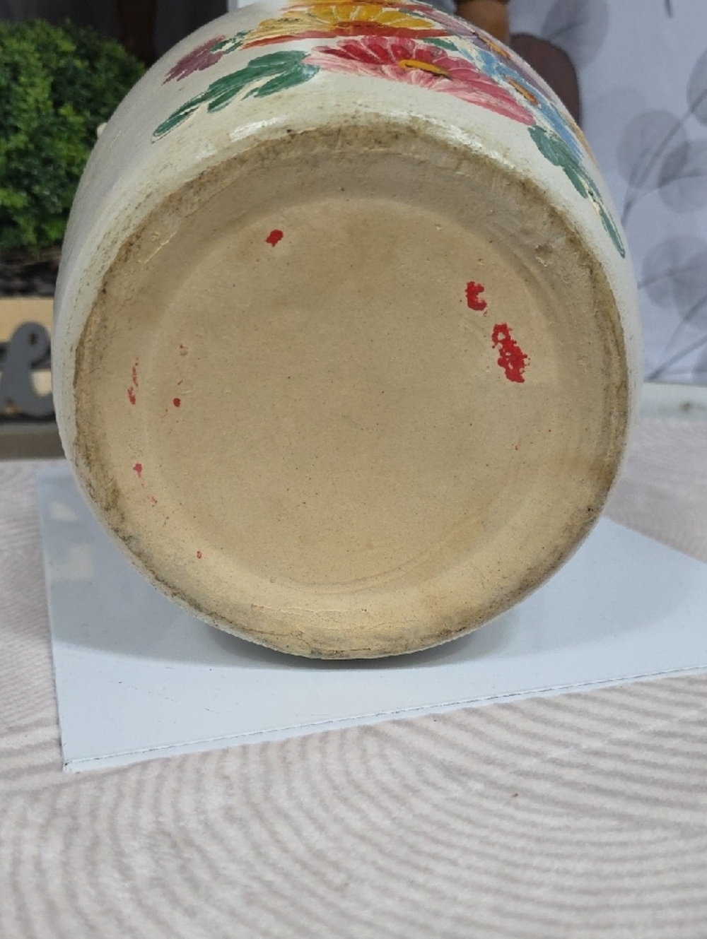 Hand-Painted Floral Ceramic Crock - Cream - Picture 10 of 12